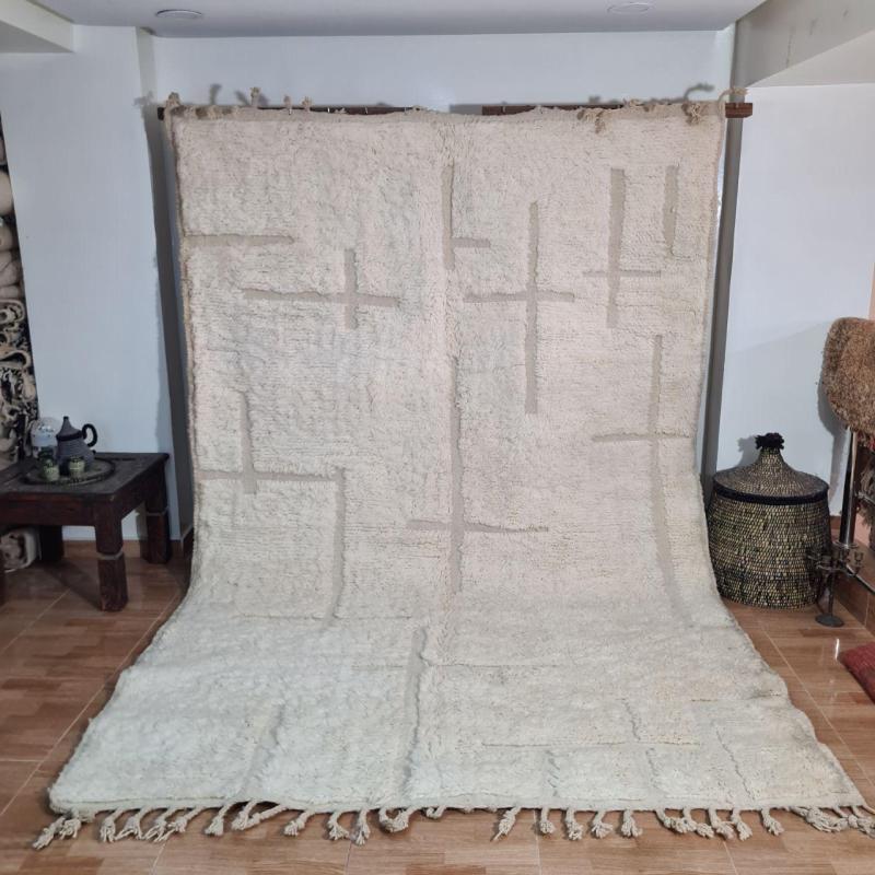 White Baber Marokkaans handgemaakt tapijt